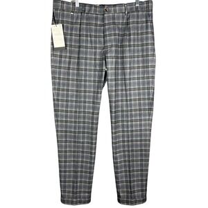 NWT Zara Plaid Trousers Mens 36 Grey Regular Fit Check DressPants  Casual